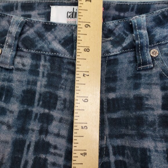 Cabi Grid Jeans Women's 6 Curvy Skinny Blue Shibiri Tye Dye Plaid Mid Rise 3047 - Picture 12 of 14